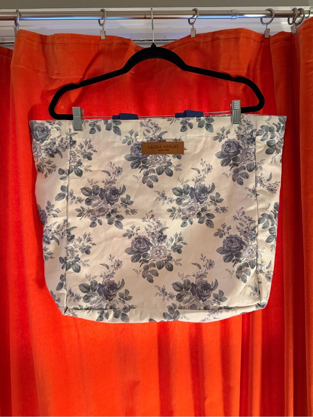 Laura Ashley Cream and Blue Floral Tote